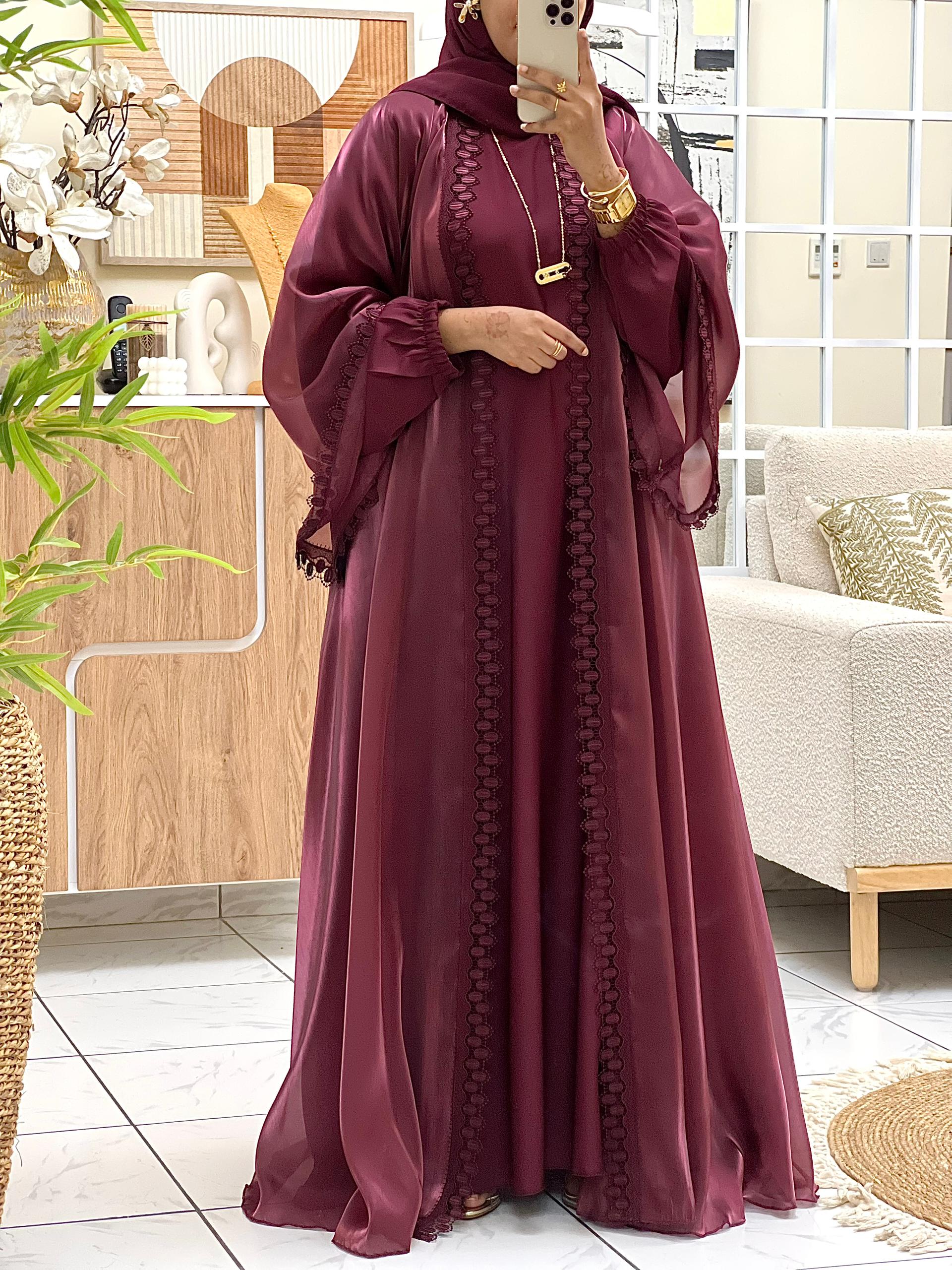 Luxe Organza Lace Abaya - Image 2
