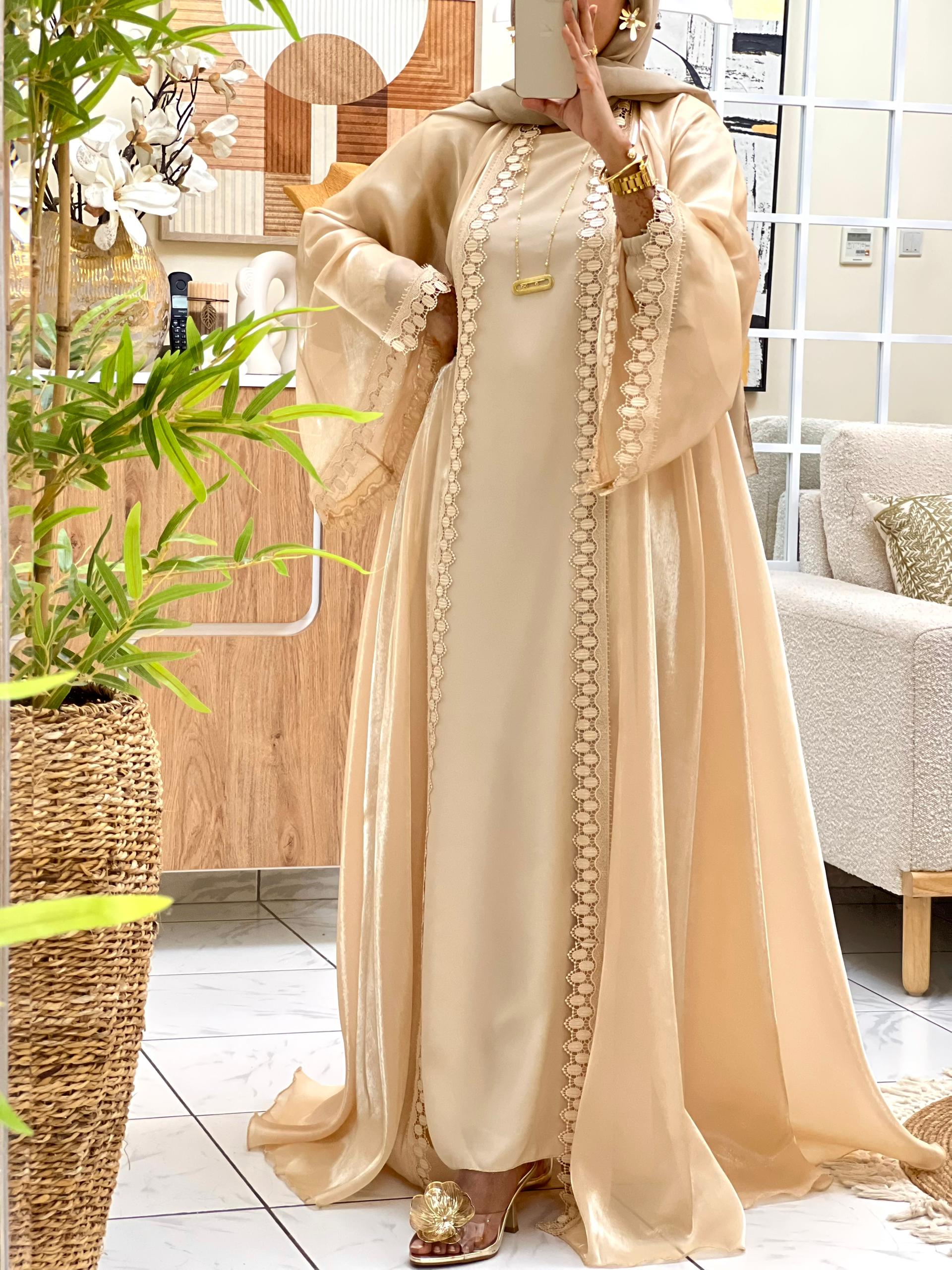 Luxe Organza Lace Abaya - Image 6