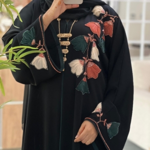 Midnight Bloom Embroidered Abaya